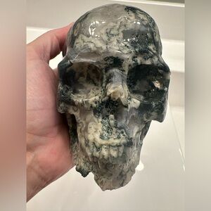Moss Agate Skull